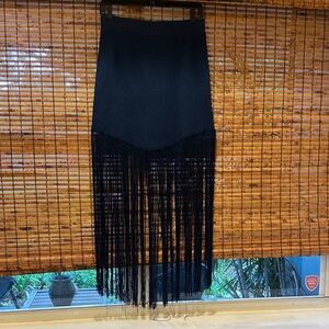 Western Country Concert Dark Blue Boho Festival Fringe MIDI Skirt #morganwallen